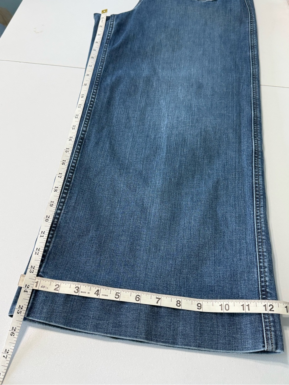 Spanx High Rise Cropped Wide Leg Jeans Blue Wash Women Size XL - Picture 11 of 13